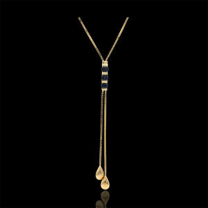 Verstellbare Goldkette-Collier - Gelbgold 375 (9K) - Blauer Saphir